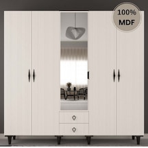 Lale 5 Kapak Mdf Ayaklı Tasarım Gardırop Aytaşı