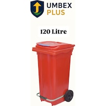 Plastik Metal Pedallı Çöp Konteyneri 120 Litre Konteyner - Isıya Dayanıklı Malzeme - Kırmızı
