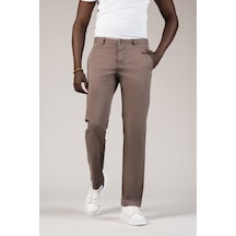 Akçaylar Regular Fit Pamuklu Büyük Beden Yazlık Chino Pantolon Kahverengi