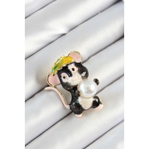 İnci Detaylı Siyah Ve Pembe 3d Sevimli Fare Figürlü Gold Renk Kadın Broş - Tj-br437 Çok REnkli İnci Detaylı Siyah Ve Pembe 3d Sevimli Fare Figürlü Gold Renk Kadın Broş - Tj-br437 Çok REnkli