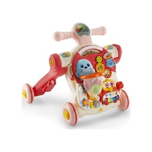 4 In 1 Multifunction Walker Pembe - Eğitici Bebek Aktivite Masası Ve İlk Adım Yürüteç