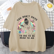 Flood Of Style Vintage Ölü Olmak İçin Ölmek Zorunda Değilsiniz Tome T Shirt Erkek Kadın Klasik Grafik Pamuk Bej