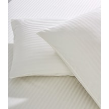 Komfort Home Çizgili Pamuk Saten Yastık Kılıfı / Krem 1 Adet