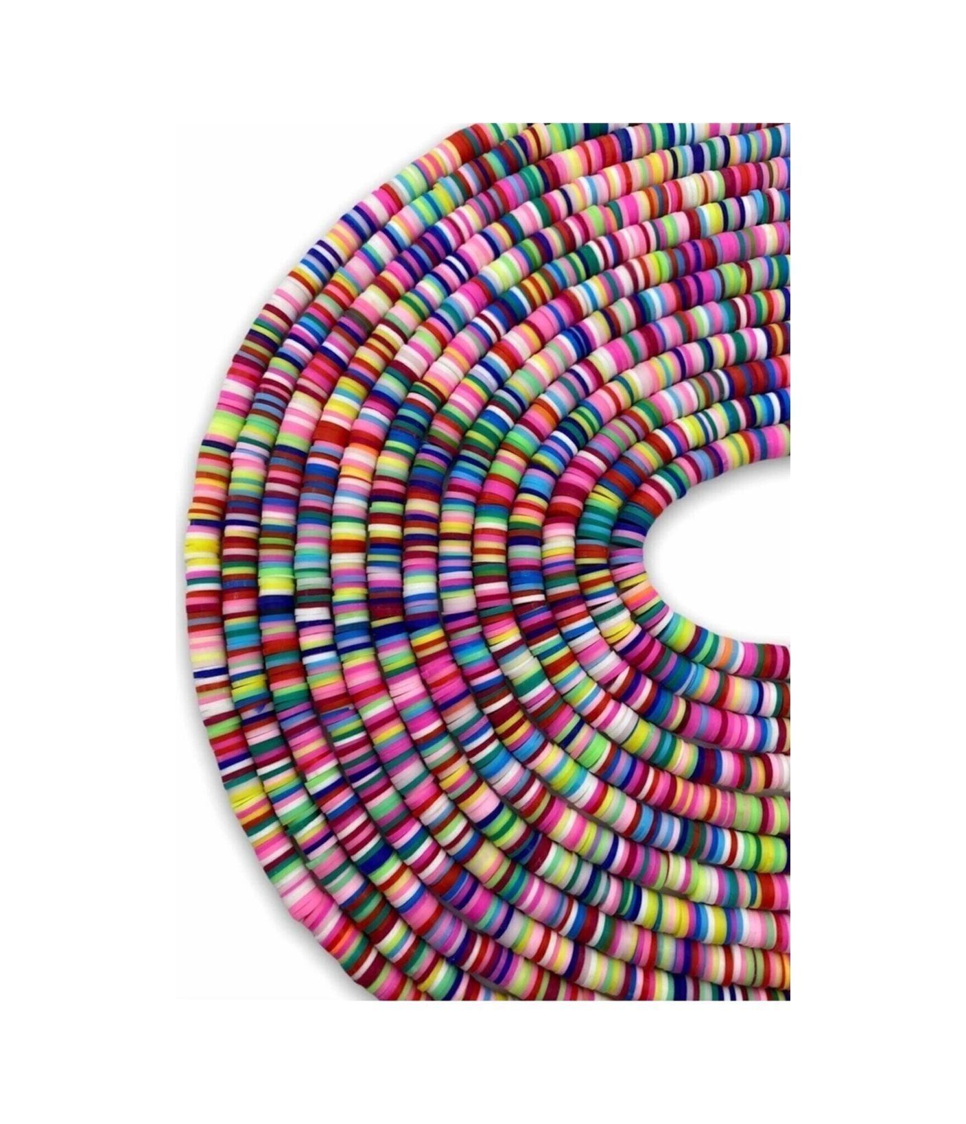 6mm Mix / Karışık Renkli Polimer Kil Fimo Boncuk Dizisi,40cm Hamur Boncuk Fimo Dizi