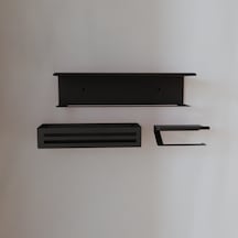 Havluluk Şampuanlık Tuvalet Kağıtlık 3 Lü Set Siyah Siyah