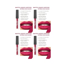 Uzun Süre Kalıcı Kadifemsi Kuruma Yapmayan Mat Likit Ruj - Matte Liquid Lipstick 515 Royal Cranberry 4 Paketi Genel