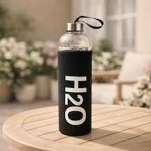 H2o Kılıflı Cam Matara - Şeffaf / Siyah - 1 Lt Çok Renkli
