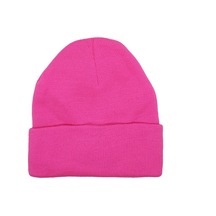 Pembe Düz Renk Basic Akrilik Katlamalı Bere