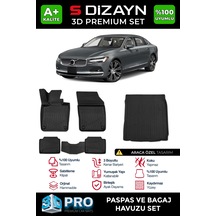 S-dizayn Volvo S90 3d Pro Paspas Ve Bagaj Havuzu Seti 2'li Set 2016 Üzeri A+ Kalite