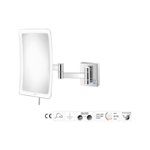 Ayna, Led Işıklı, Çift Kollu, Kare, Dokunmatik, Ip44, 3x - Krom