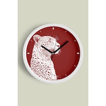 Asil Leopar Tasarım Modern Duvar Saati - 35cm - Önü Camlı Beyaz Kasa - Sessiz Mekanizma Beyaz