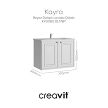 Creavit Kayra Lavabo Dolabı Kapaklı 80cm Mat Beyaz