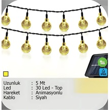 Elektrikhouse Led Peri Işığı 30 Led - Top Animasyonlu - 5 Metre Çok Renkli