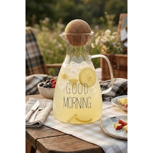 Top Mantarlı Borosilikat Cam Sürahi - 1500ml Lüks Karaf Top Mantarlı Borosilikat Cam Sürahi - 1500ml Lüks Karaf