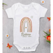 Bitmeyenkartus Bk Kids Isimli Babam Tasarımlı Bebek Body Zıbın - Model 1 Beyaz