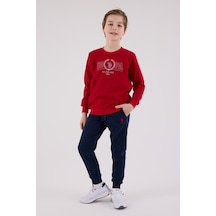U.S. Polo Assn. Lisanslı Erkek Çocuk Alt Üst 2 Parça Eşofman Takımı Us2232 Kırmızı