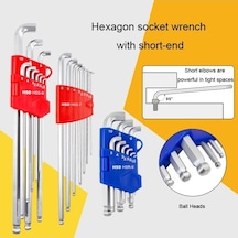 Pazly 7 Adet Hsd Hss-7 Uzun Top Uçlu Altıgen Anahtar Seti, Krom Vanadyum/s2 Çelik, Mekanik/otomobil/elektrikli Araba Bakımı