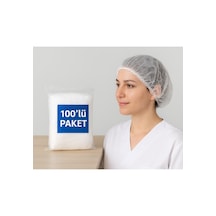 Tek Kullanımlık Saç Bone, 100 Lü Paket Lastikli, Hijyenik, Nefes Alabilen