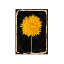 Bedeko Sarı Çiçek Siyah Fon Hediyelik Mdf Tablo 35 Cm X 50 Cm
