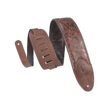 Levy's Leathers Sundance 7,62 Cm Genişliğinde Kabartmalı Deri Gitar Kayışı Western Serisi - Geramium Viski M4wp-006