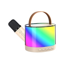 Lenyes S229 Rgb Işıklı Askılı Mikrofonlu Bluetooth Speaker Hoparlör V5.3 Bej