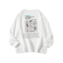Startmore Adrift Getupearly Özel Renkli Oversize Bisiklet Yaka Pamuklu Sweatshirt Beyaz Beyaz