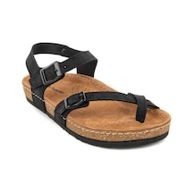 Muya Hush Puppies Bebo Anatomik Taban Deri Kadın Sandalet Siyah