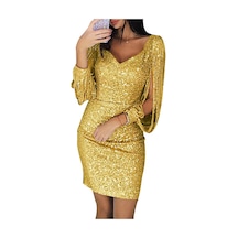 Tuomeng Kadınların Popüler Avrupa Ve Amerikan V Yaka Püskül Uzun Kollu Etek Sarı Tuomeng Kadınların Popüler Avrupa Ve Amerikan V Yaka Püskül Uzun Kollu Etek Sarı