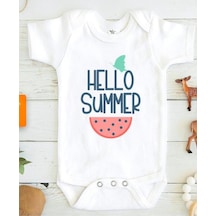 Tuğbababy Baby Hello Summer Baskılı Bebek Zıbını Kız Erkek (533427276) Beyaz