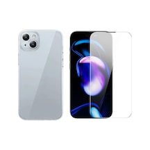 Baseus İphone 15 Plus Schott Serisi Şeffaf Silikon Kılıf + Tempered Ekran Koruyucu Set- 5775