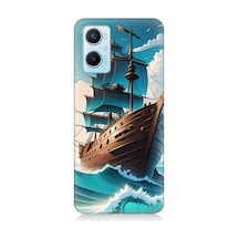 Oppo A96 Uyumlu Yelkenli Calyon Gemi Desenli Silikon Kılıf