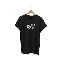 Oops Baskılı Siyah T-shirt Siyah