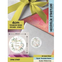 Suluboya Çiçek Modeli 2, Etiket Modeli Ürünlerinize Özel 4cm - 60 Adet Opak Sticker Renkli