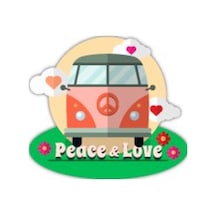 Bay Etiket Wwv4 Peace & Love Hippi Sticker