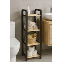 Mega Ahşap 4 Bölmeli Banyo Düzenleyici Masif Ahşap Banyo Raf Ünitesi