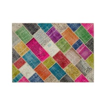 El Dokuması Patchwork Vintage Yün-pamuk Multi Naturel Halı 20996 163 X 228 Cm Çok Renkli