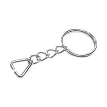 Anahtarlık Halkası, Halka + Zincir + Üçgen, 24mm, Gümüş, Nikel, 1 Adet 24 MM
