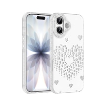 Lexroo Apple iPhone Uyumlu 17 Damla Taşlı Rivas Sert Pc Kılıf - Beyaz