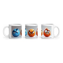 Seramik Kupa Duygusal Emoji Karakterler Baskılı 300 Ml Hediyelik Beyaz