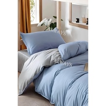 Always Çarşafı Lastikli Çift Taraflı Tek Kişilik Nevresim Takımı - Mavi Gri