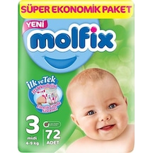 Molfix 3D Bebek Bezi 3 Numara Midi Süper Ekonomik Paket 72 Adet