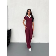 Kazax Ottoman Kumaş Beyaz Gömlek Yaka Takım S4142 Bordo