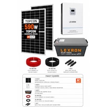 Lexron 3kva 3000w Mppt + 25.6v 100ah Lityum Akü + 2x590w Güneş Paneli Solar Enerji Paketi