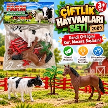 Oyuncak Çiftlik Hayvanları Seti İnek At Çit Ve Ağaç Figürleri