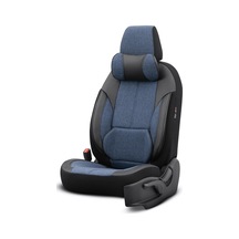 Voyager Design Boyun Ve Bel Destekli Premium Deri-keten Ultra Konforlu Universal Oto Koltuk Kılıfı Tam Set Mavi Genel