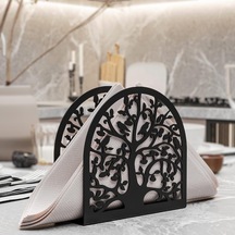 Ağaç Ve Kuş Restoran, Mutfak, Cafe Metal Peçetelik, Kağıt Peçete, Kumaş Peçete Mendil Tutucu, Siyah Sofra Yemek Diğer