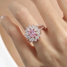 Mia Vento Effective Diamond Paris Işıltısı Rose Renk Pink Taşlı Gümüş Yüzük