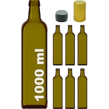 Afracam Maraska Yeşil 1000 ML Kilitli Kapaklı ve Kapüşonlu Boş Cam Şişe 6 Adet