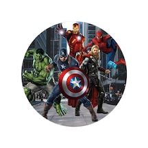 Yenilebilir Yuvarlak Pasta Resim Baskısı 20 Cm Şekerli Kağıt Avangers Temalı 12