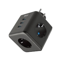 River World 2 Usb Girişli Ve 3 Priz Girişli Termal Akım Ve Çocuk Korumalı Isıya Dayanıklı Küp Priz Diğer